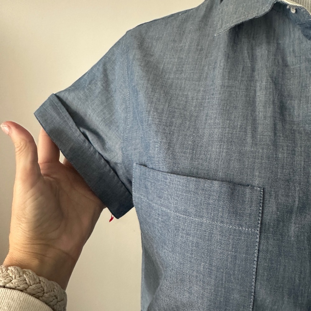 Barbour women's shirt dress Sleeve with plaid placket Denim Dress 8 US - Picture 4 of 10